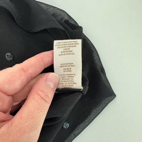 Free People Ready To Run Sheer Smocked Dot Georgette Hi-Lo Top - Picture 6 of 6